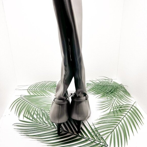 Franco Sarto Grey Pointed Toe Wide Calf Heeled Knee High Tall Boots Size 7M NWD - Picture 5 of 9
